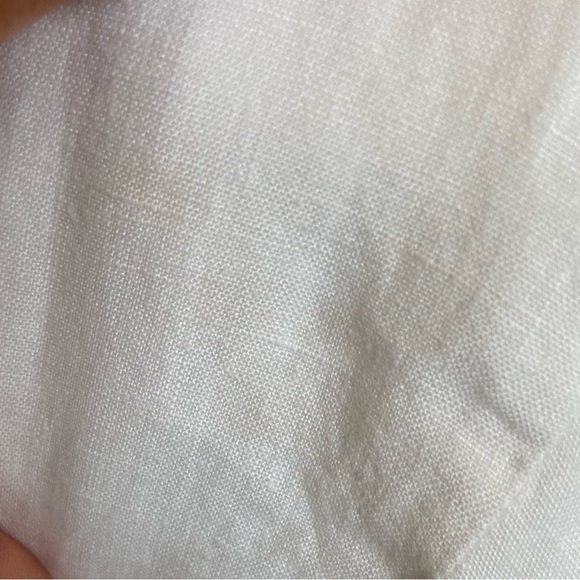 Talbots Linen Cropped Pants Size 12 White Lined Elastic Waist Side Pocket Summer - Picture 11 of 11